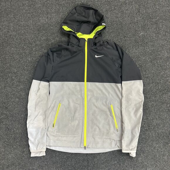 Nike Jacket Size Small Shield Flash Hooded Reflective Running Windbreaker Gray - Picture 1 of 6